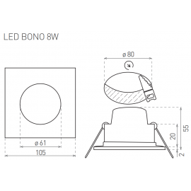 LED bodovka 230V BONO-S 11x11cm, 8W, 580lm, 4000K, IP65, bílá