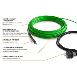 Topný kabel s termostatem defrostKabel 2LF 136W, 8m