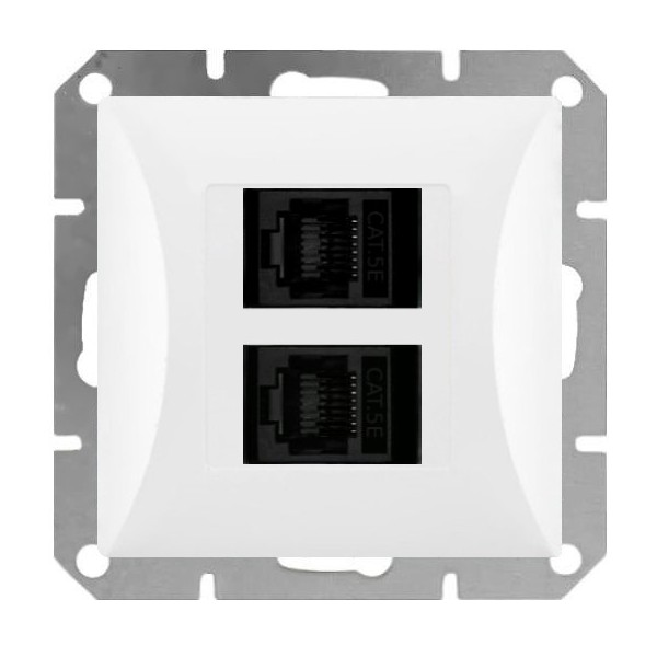 Datová zásuvka pro internet Opus Style 2xRJ45, bílá