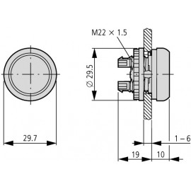 Prosvětlená ovládací hlavice EATON M22-DL-Y tlačítko, ploché, žluté, bez aretace
