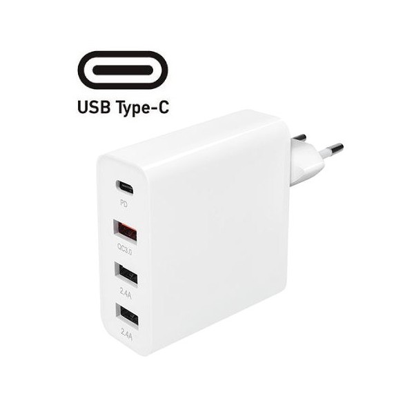Rychlonabíječka USB A+C 48W, QC3.0+PD fast charge, 3xUSB-A, 1xUSB-C