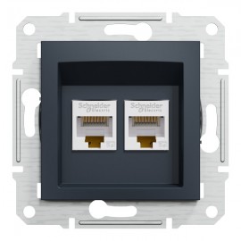 Datová zásuvka pro internet Asfora 2x RJ45, antracit