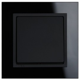 Vypínač Opus Premium Plus č.1 jednopólový - kompletní, černé sklo