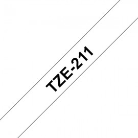 Páska do štítkovače Brother TZe-211 bílá / černá, 6 mm