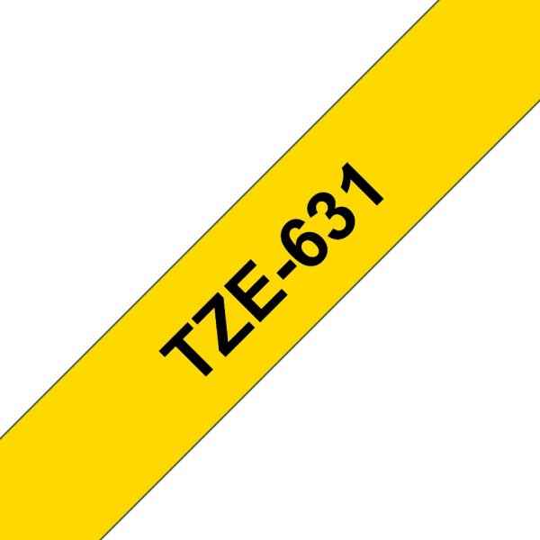 Páska do štítkovače Brother TZe-631 žlutá / černá, 12 mm