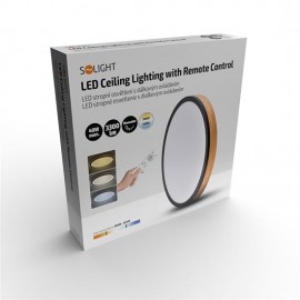 LED stmívatelné stropní svítidlo s dálkovým ovladačem ø45cm, 40W, 3300lm, dekor dřeva