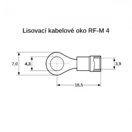 Kabelové oko 4,3 lisovací pro vodič 0,5-1,5mm, M4, červená