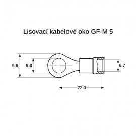 Kabelové oko 5,3 lisovací pro vodič 4-6mm, M5, žlutá