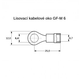 Kabelové oko 6,4 lisovací pro vodič 4-6mm, M6, žlutá