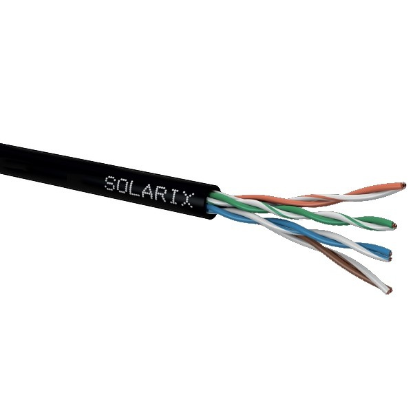 Datový internetový kabel Solarix UTP CAT 5E - venkovní černý
