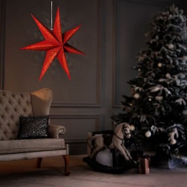LED vánoční hvězda závěsná, 60cm, 20xLED, 2xAA, červená