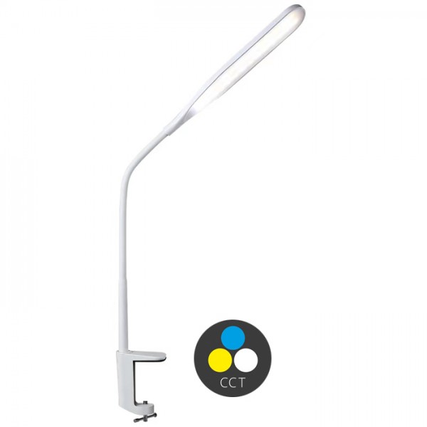 LED stolní lampa PRIM k upevnění ke stolu 10W, 3000-6000K, CCT, bílá