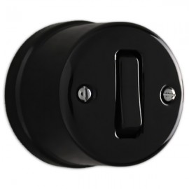 Nástěnné keramické tlačítko RETRO KERAMIK č.1/0 s kolébkou, černé