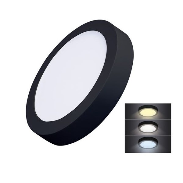 LED panel 22,5cm, 18W, 1530lm, CCT 3000-6000K, černý