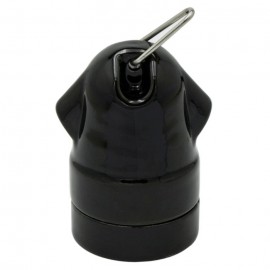 Keramická objímka na žárovku E27, závěsná, černá