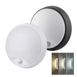 LED stropní svítidlo s čidlem, CCT, 22cm, 20W, 1800lm, IP65, bílý a černý kryt