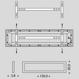 LED svítidlo PILO 120x30cm, 36W, 4320lm, 4000K, IP20, černé
